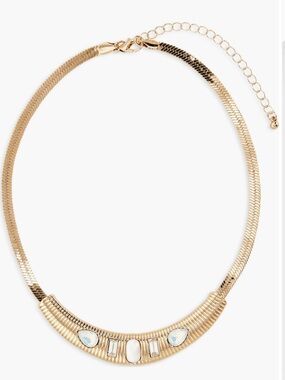 Nordstrom Rack Crystal Collar Necklace in Clear, White & Gold